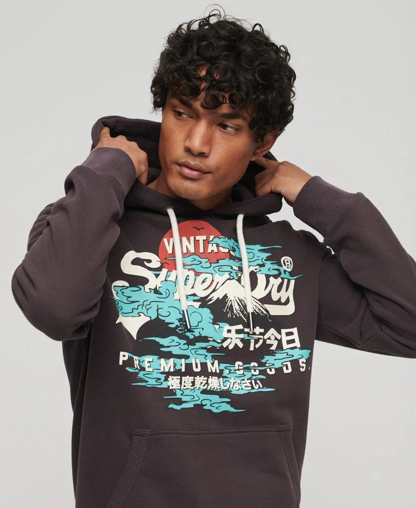 Vintage Logo hoodie met grafische print in Japanse stijl