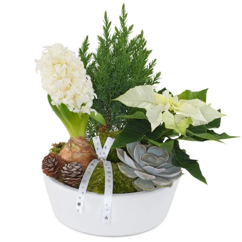 Vrolijk wit kerststuk