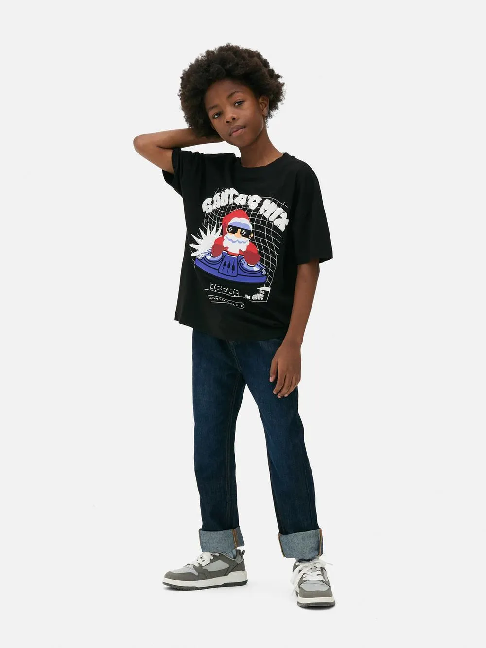 T-shirt met Kerstman-print