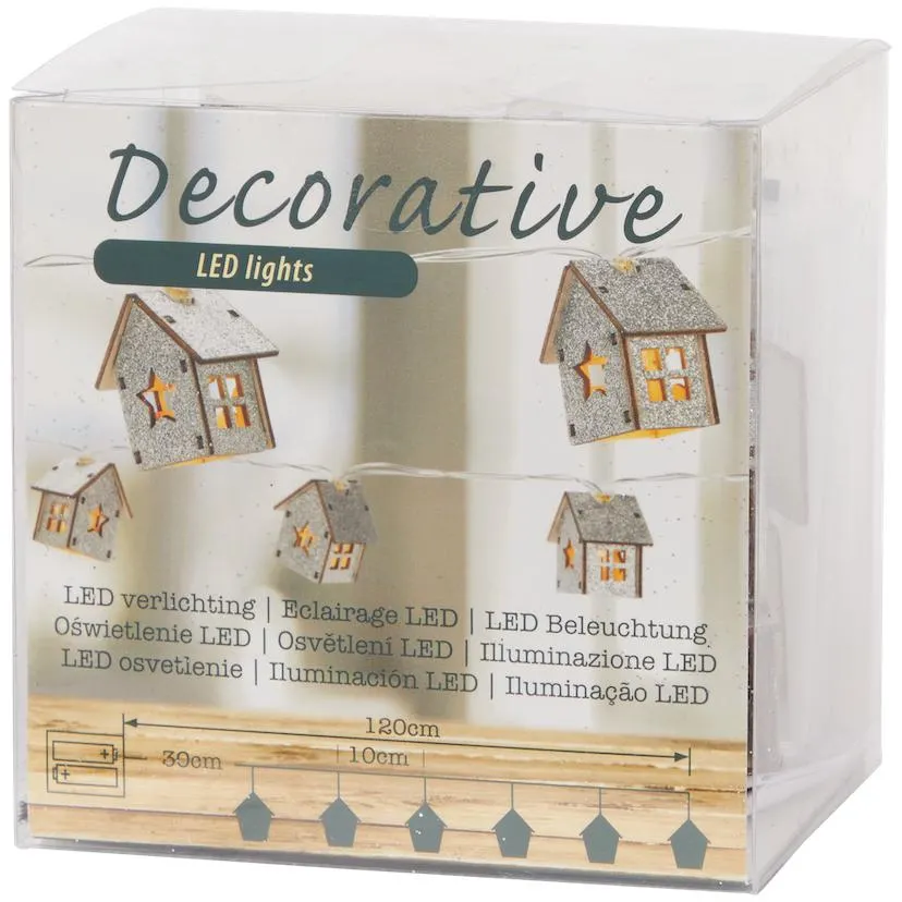 Lichtslinger met glitterhuisjes