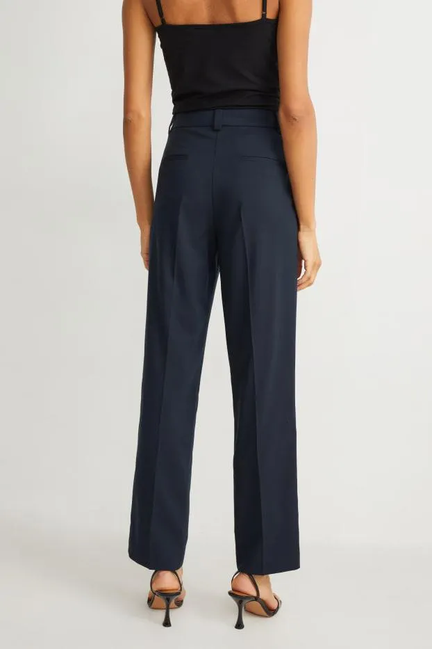 Business trousers - mid-rise waist - straight fit