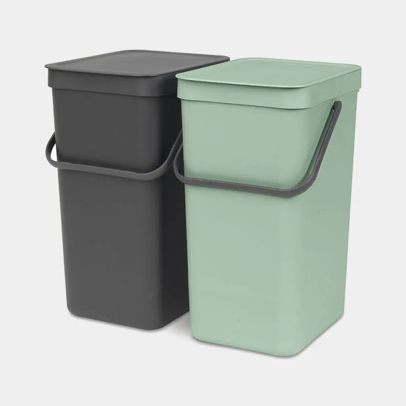 Sort & Go Inbouwemmer 2 x 16 liter - Jade Green & Grey