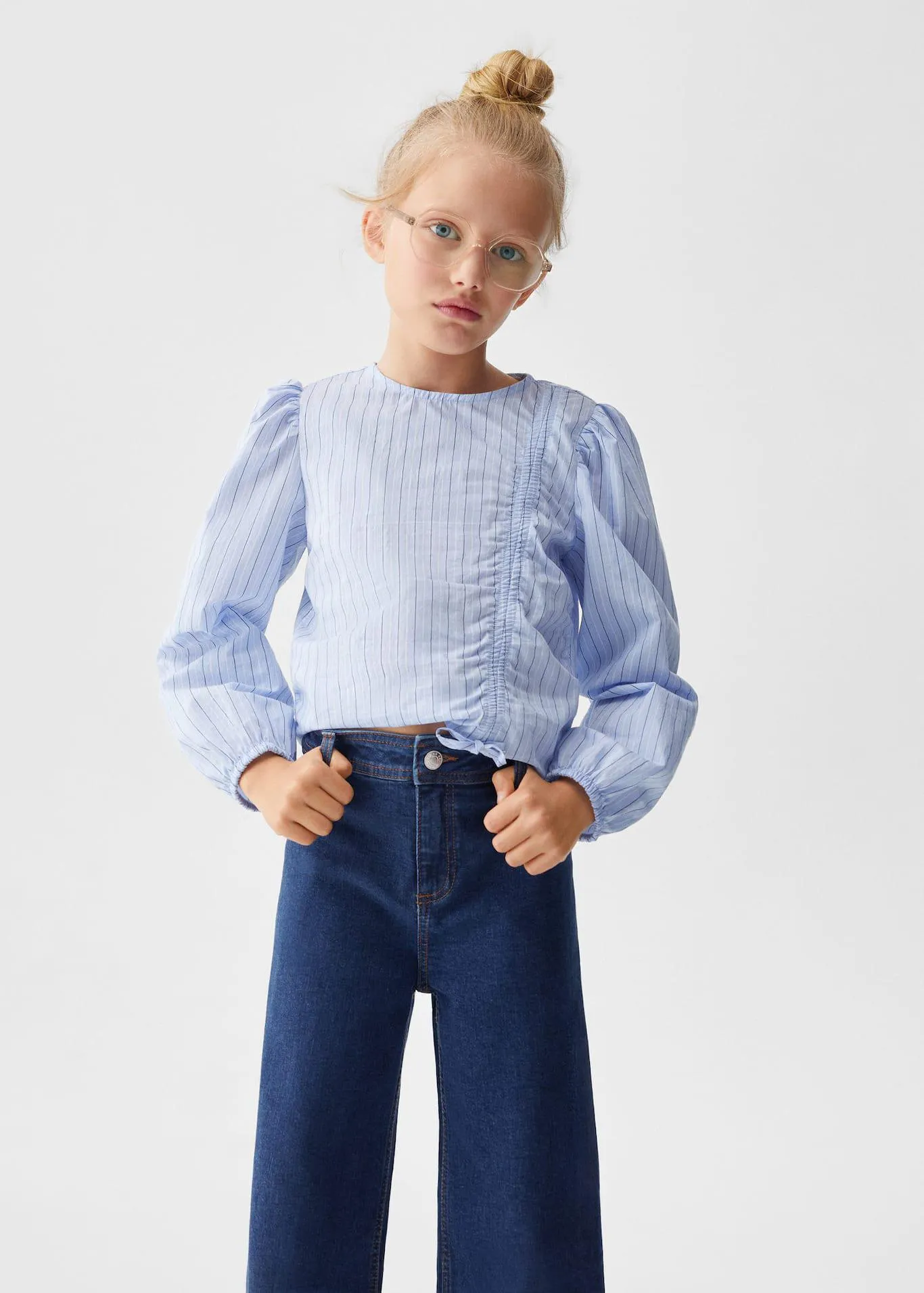 Yüksek bel culotte jean pantolon