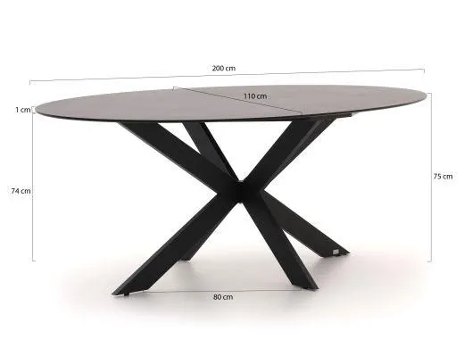 Manifesto Novara/Furato ellips 200cm dining tuinset 5-delig