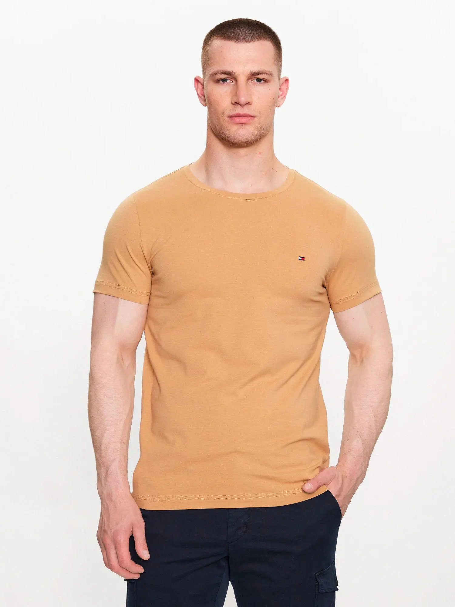 Katoenen Slim Fit T-shirt Classic Khaki