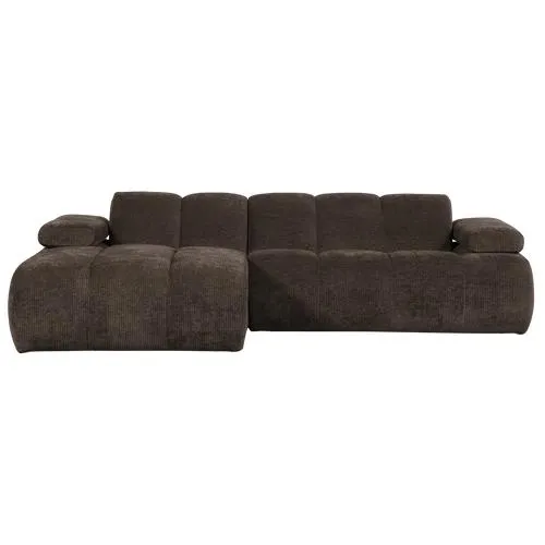 WOOOD chaise longue links Mojo - Geweven Ribstof - Bruin - 74x284x160