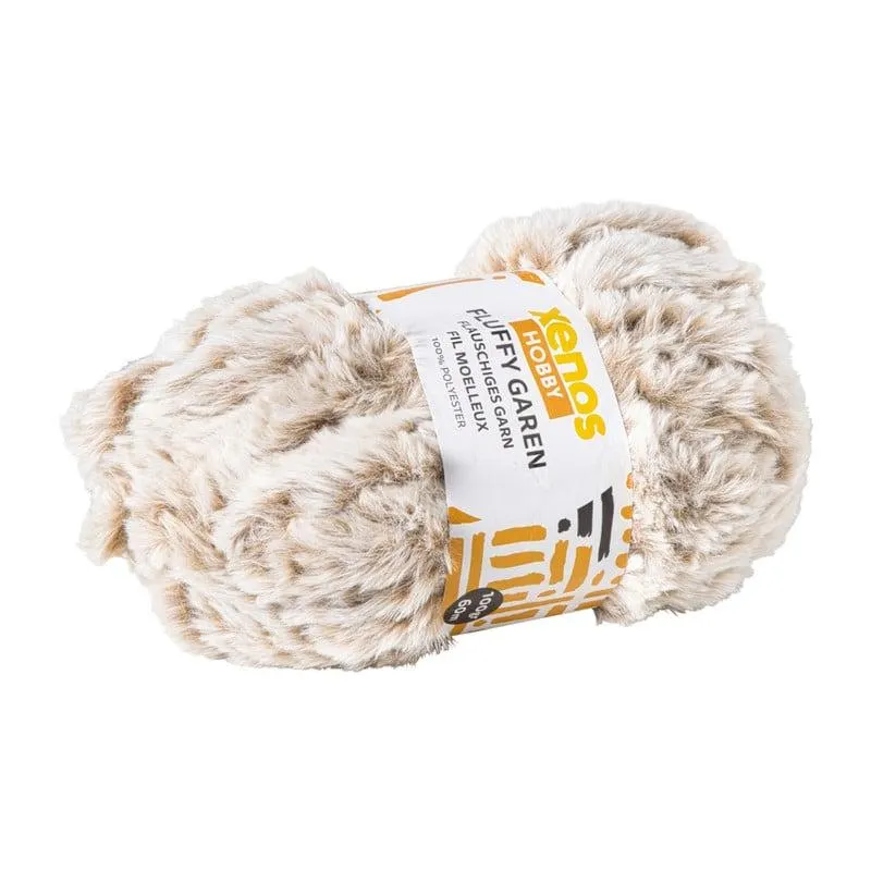 Garen fluffy - beige/bruin - 100 gram - 60 meter