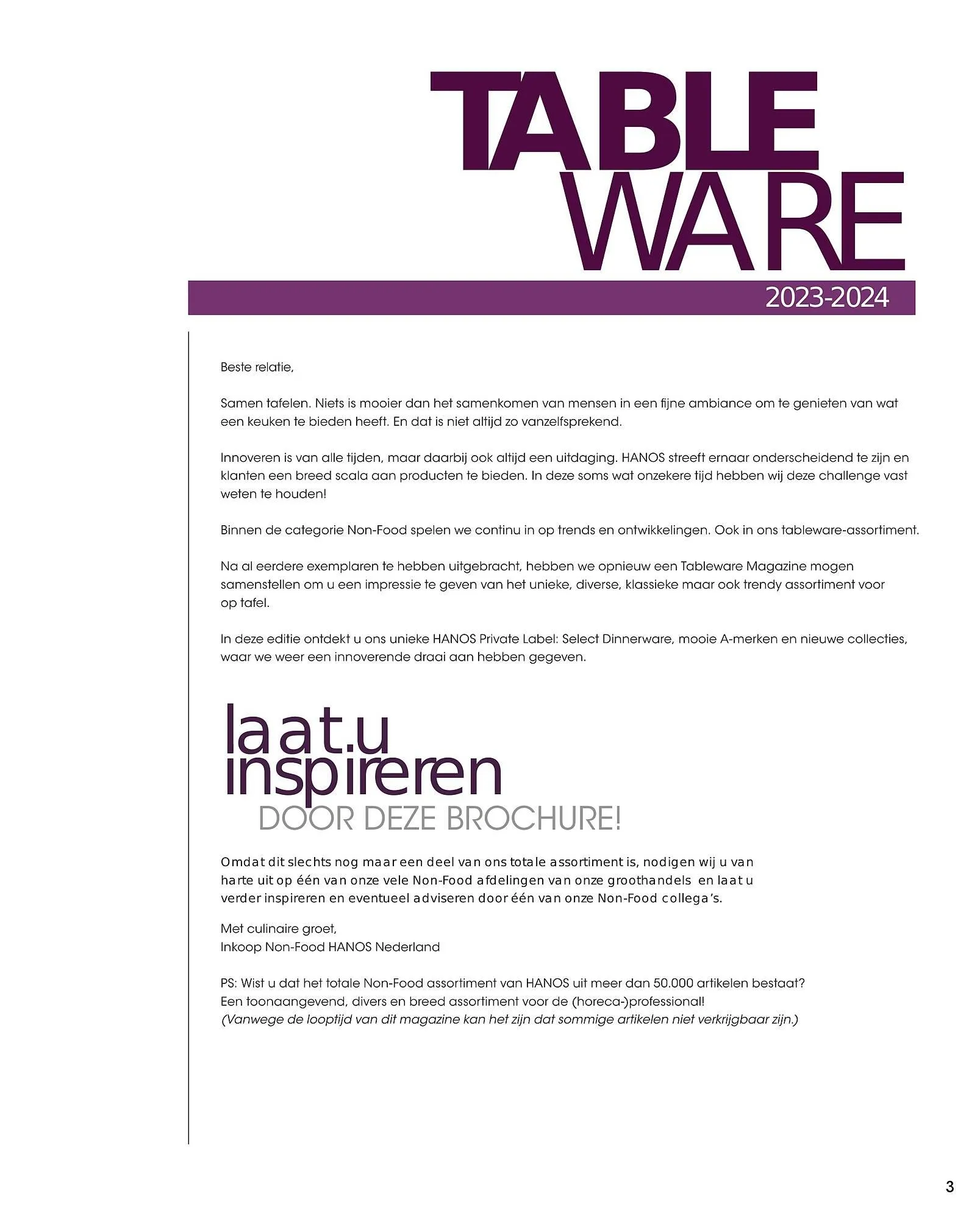 HANOS Tableware Magazine 2023-2024 van 1 januari tot 30 april 2024 - Folder pagina 3