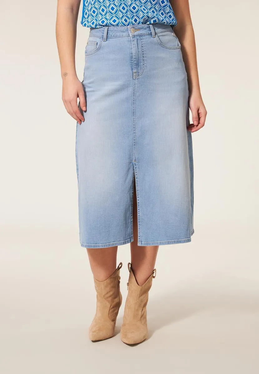 Rok denim bleached blauw