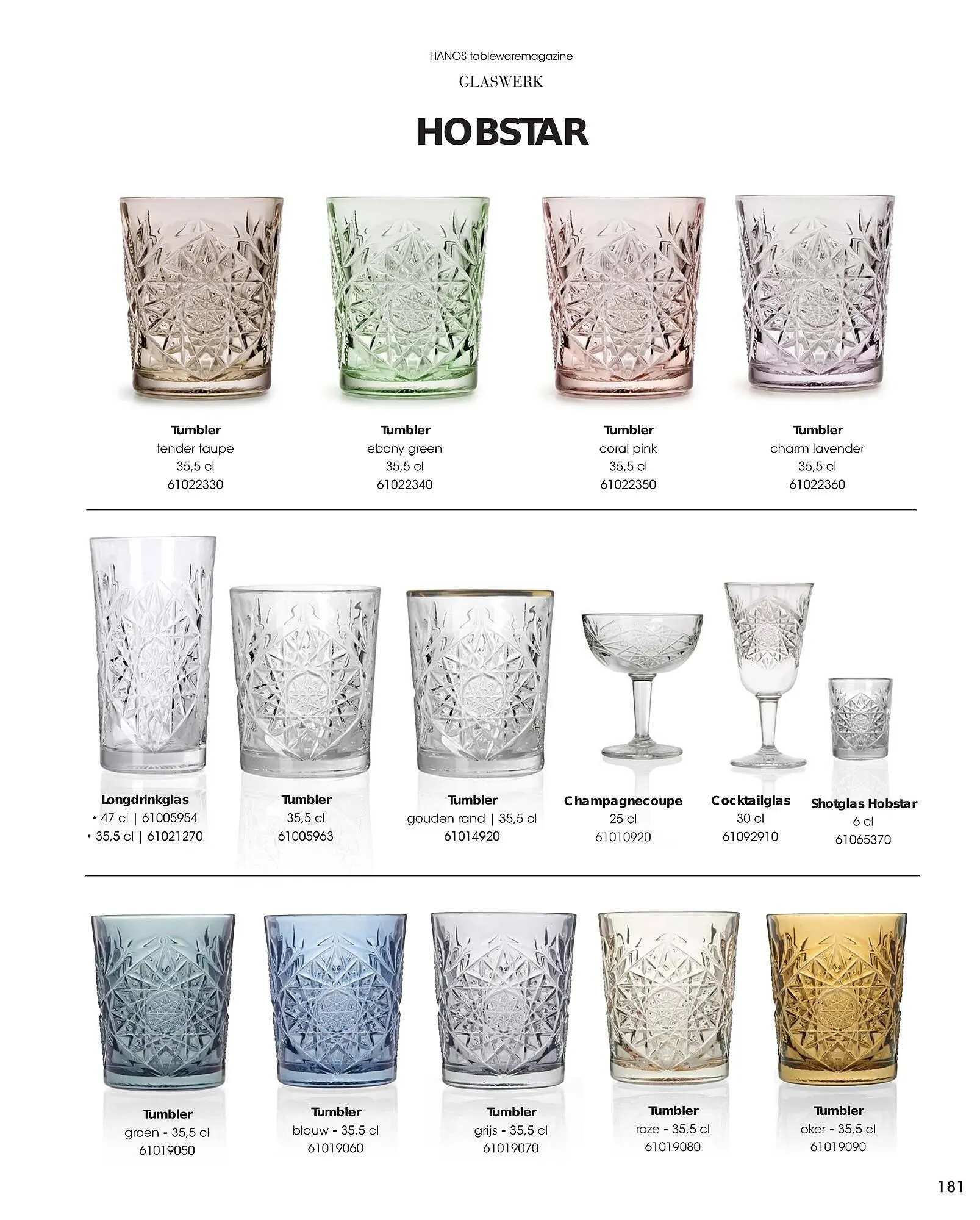 HANOS Tableware Magazine 2023-2024 van 1 januari tot 30 april 2024 - Folder pagina 181