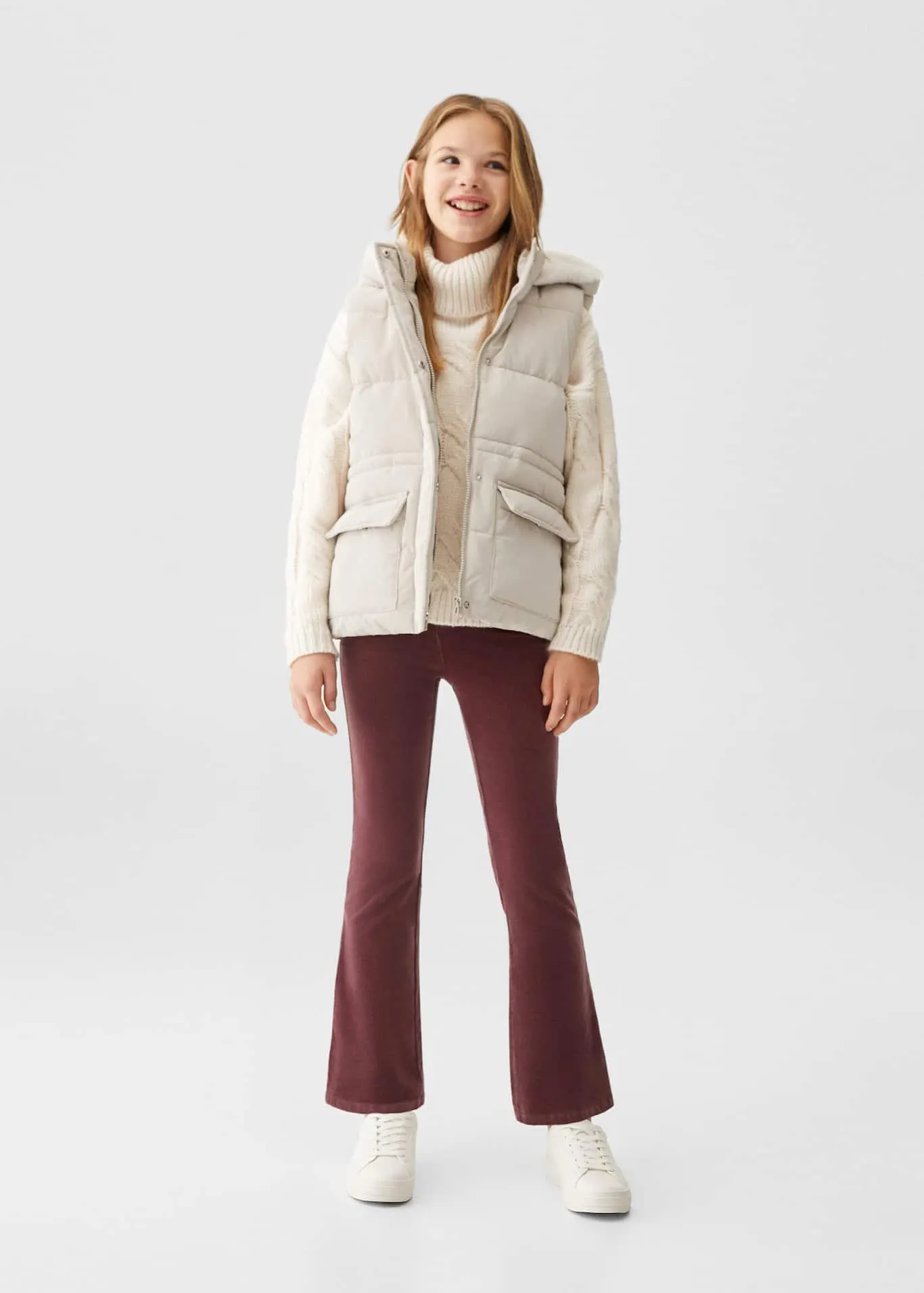 Chaleco acolchado capucha pelo