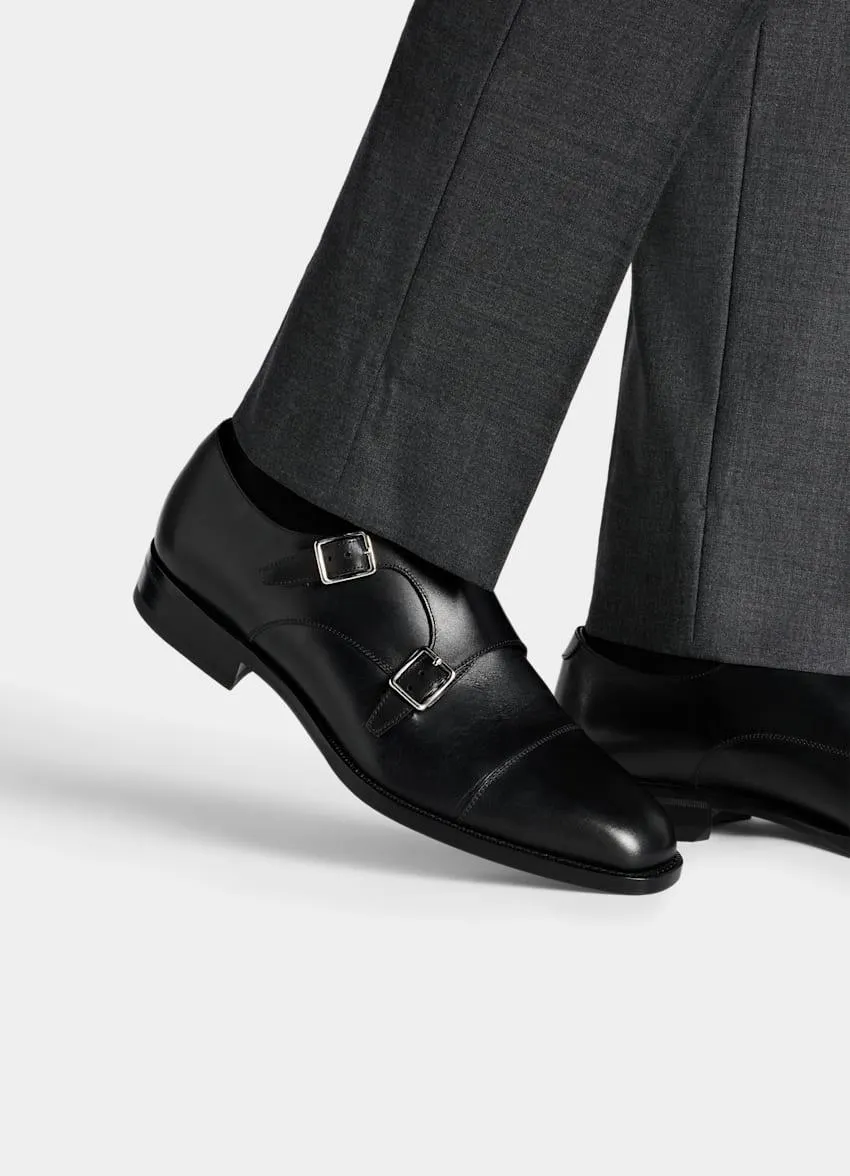 Black Double Monk Strap
