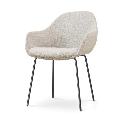 Nolon Nora-Mae Eetkamerstoel Beige Gemêleerd - Armleuning - Zwarte Poten