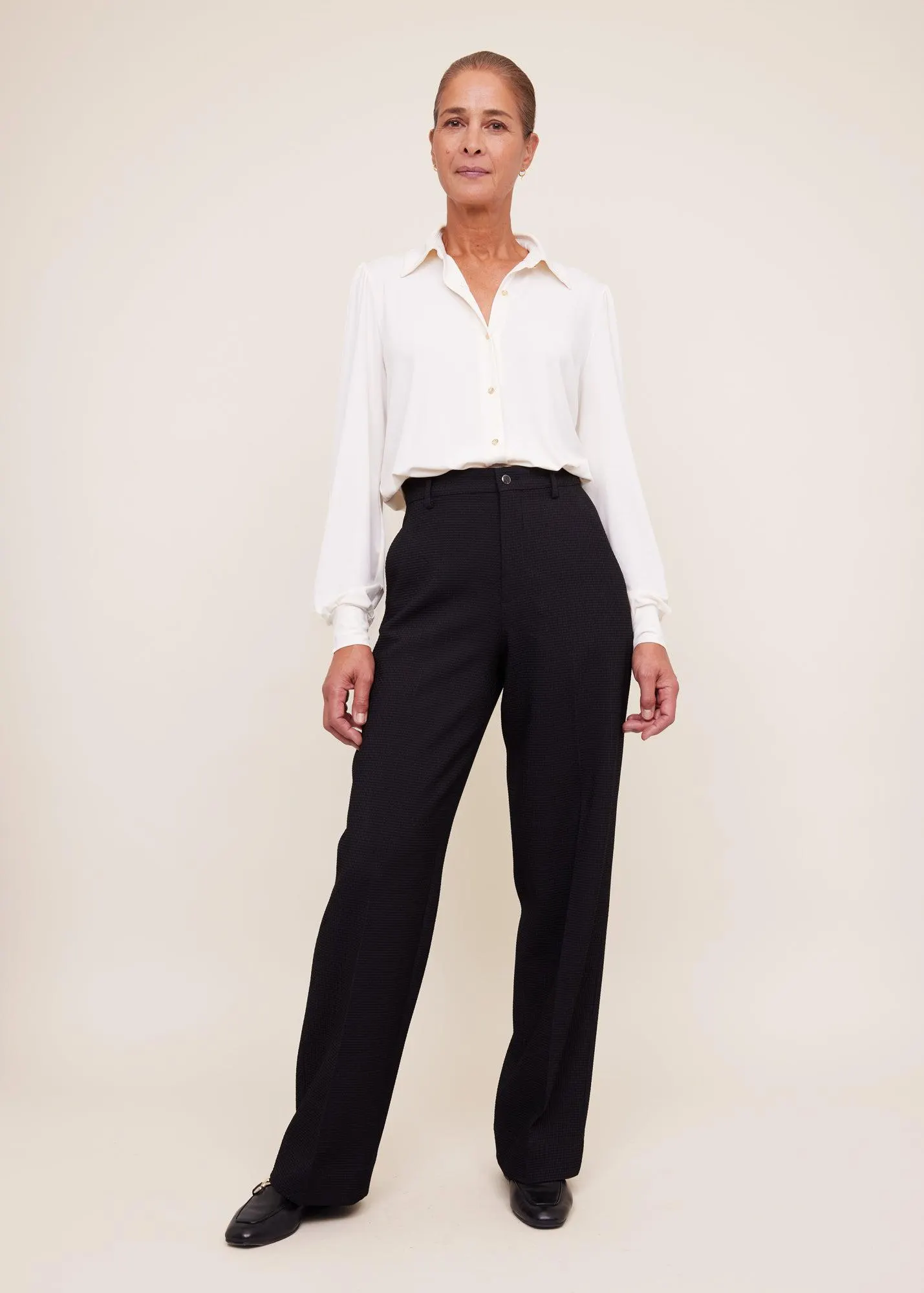 Tricot blouse met luxe knopen