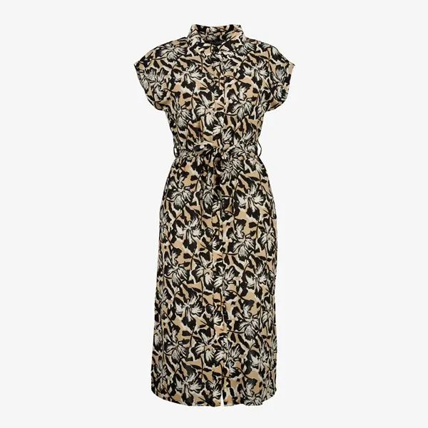 TwoDay dames jurk met bloemen beige zwart