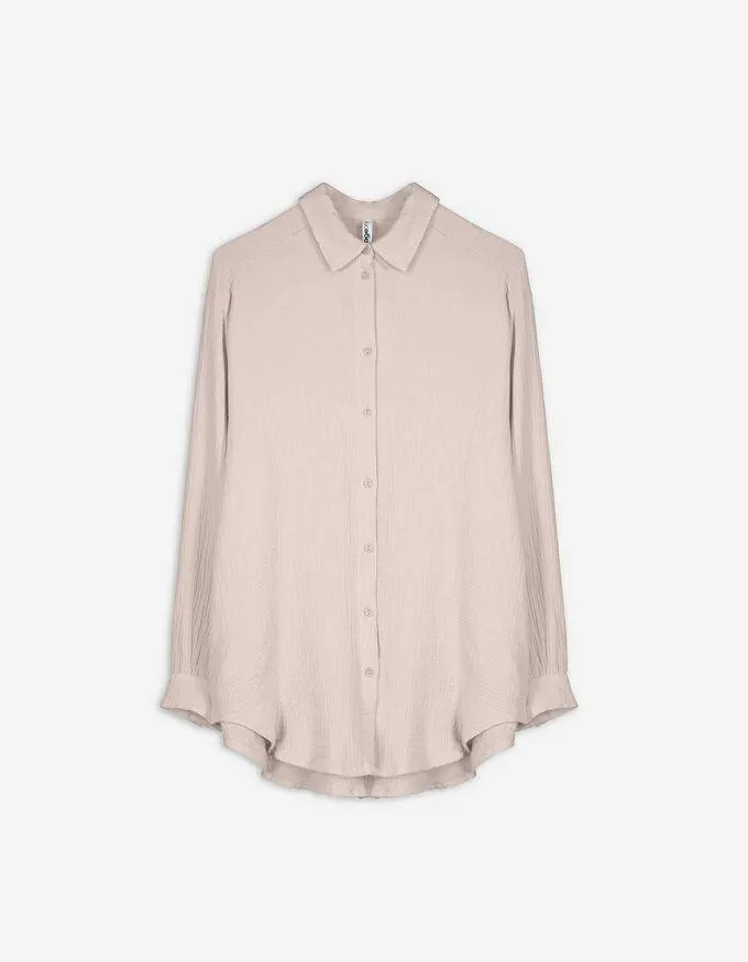 Overhemdblouse - Mousseline - beige