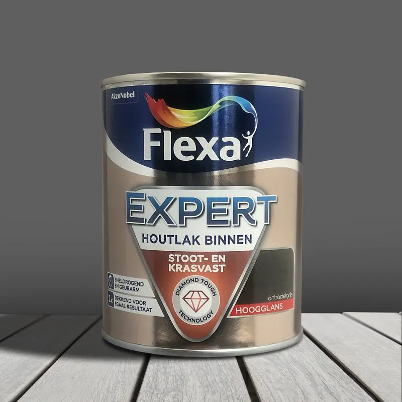 Flexa Expert Houtlak Binnen Hoogglans Antracietgrijs
