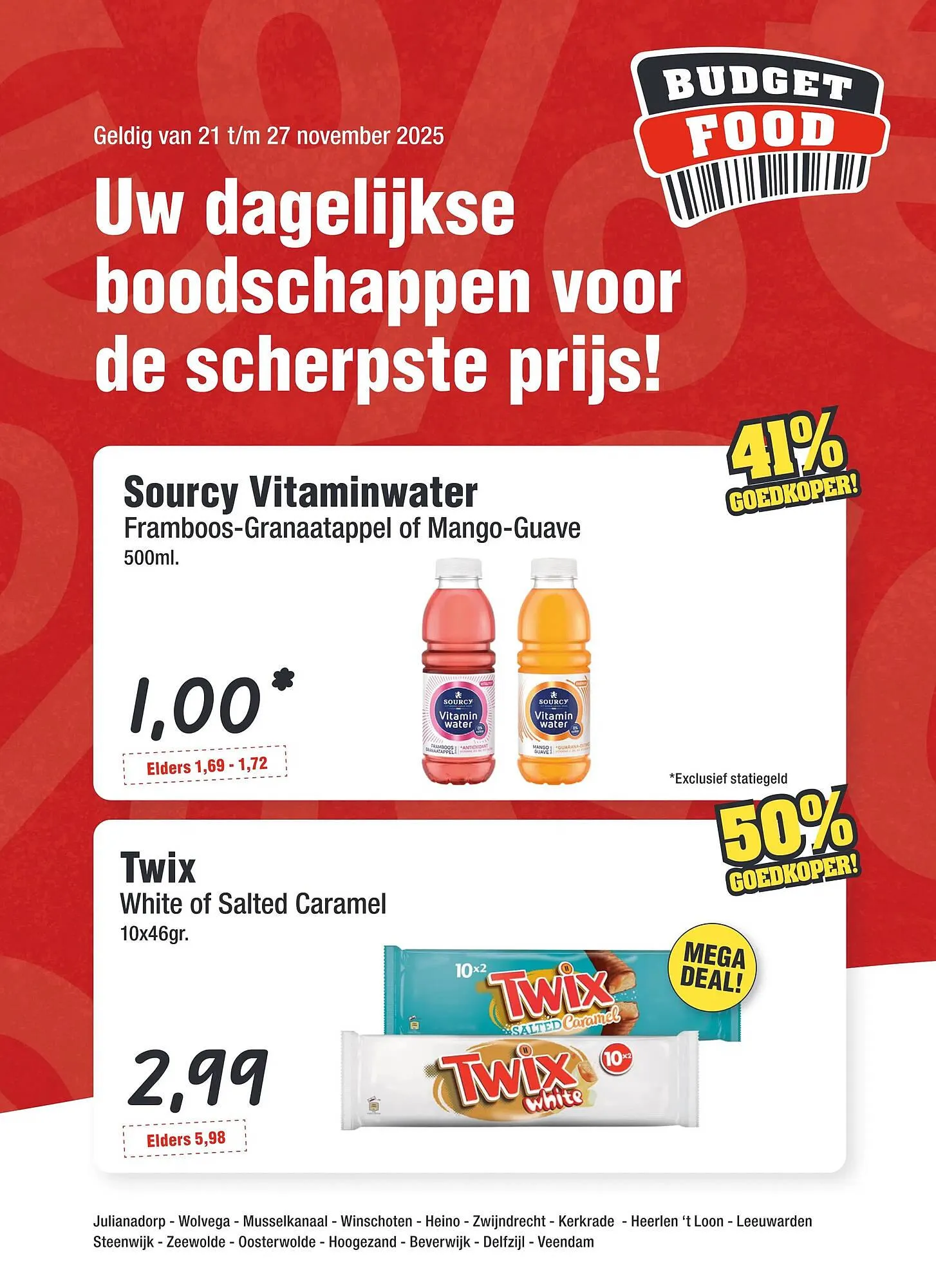 Budget Food folder van 21 november tot 27 november 2025 - Folder pagina 1