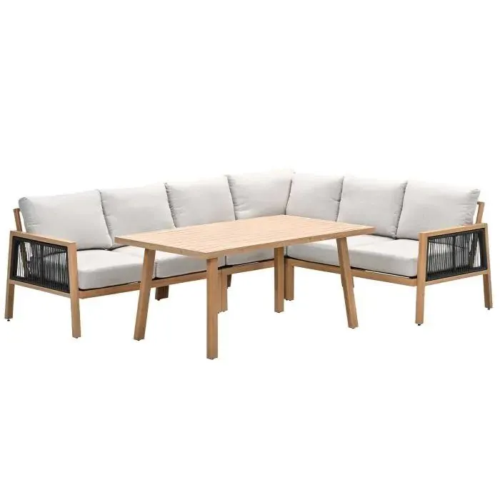 San Capri lounge dining set 5-delig rechts - light teak aluminium