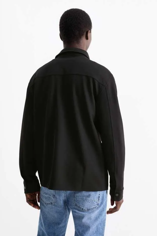 Shirt jacket - relaxed fit - kent collar - textured