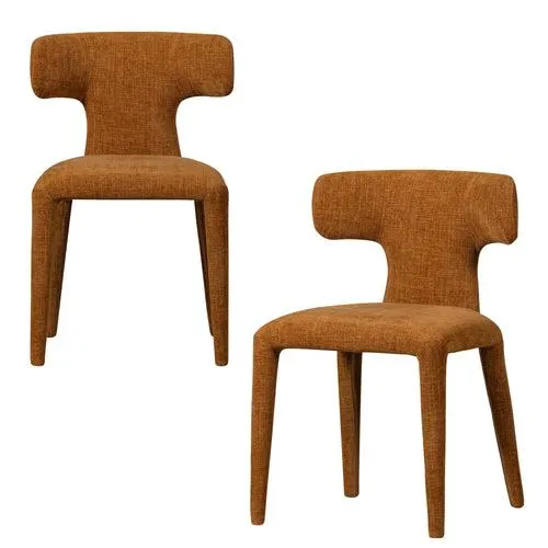 WOOOD eetkamerstoelen Permit - Polyester - Cinnamon - Set van 2