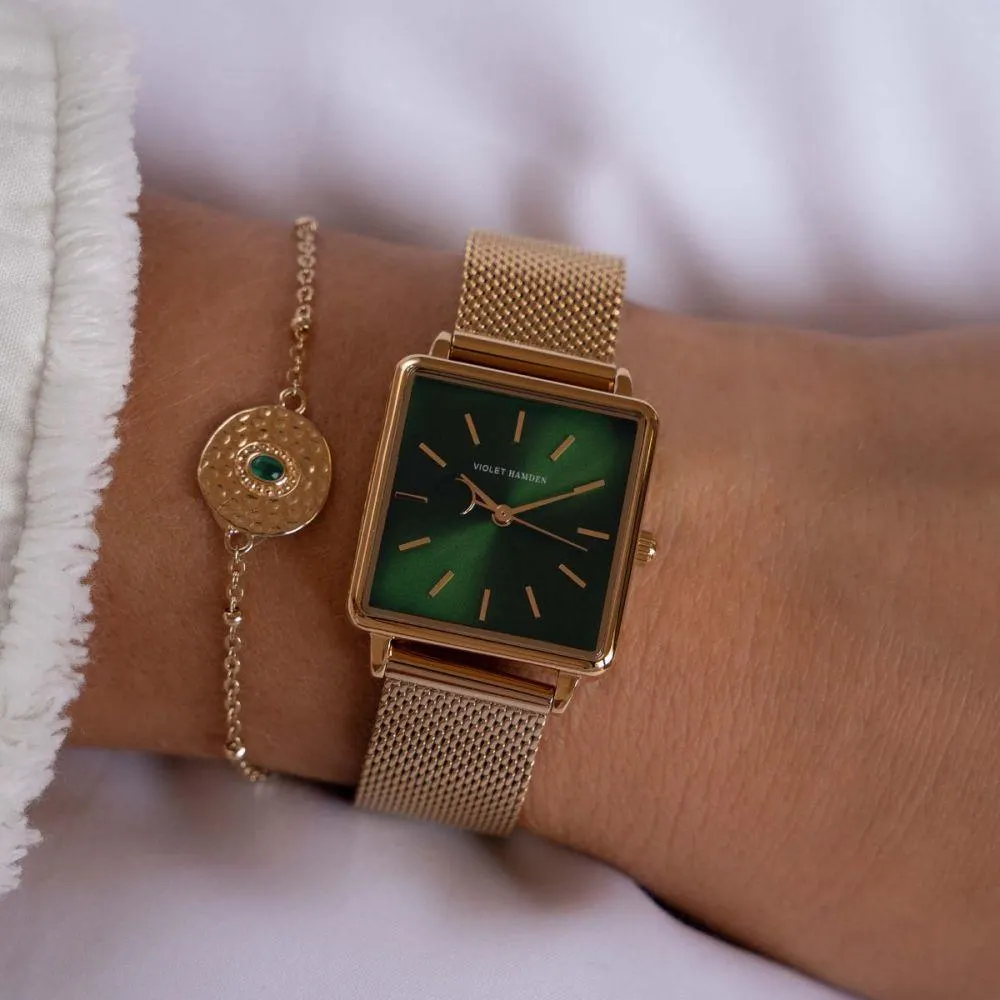 Dawn Goudkleurig/Groen horloge (34 mm) VH09023