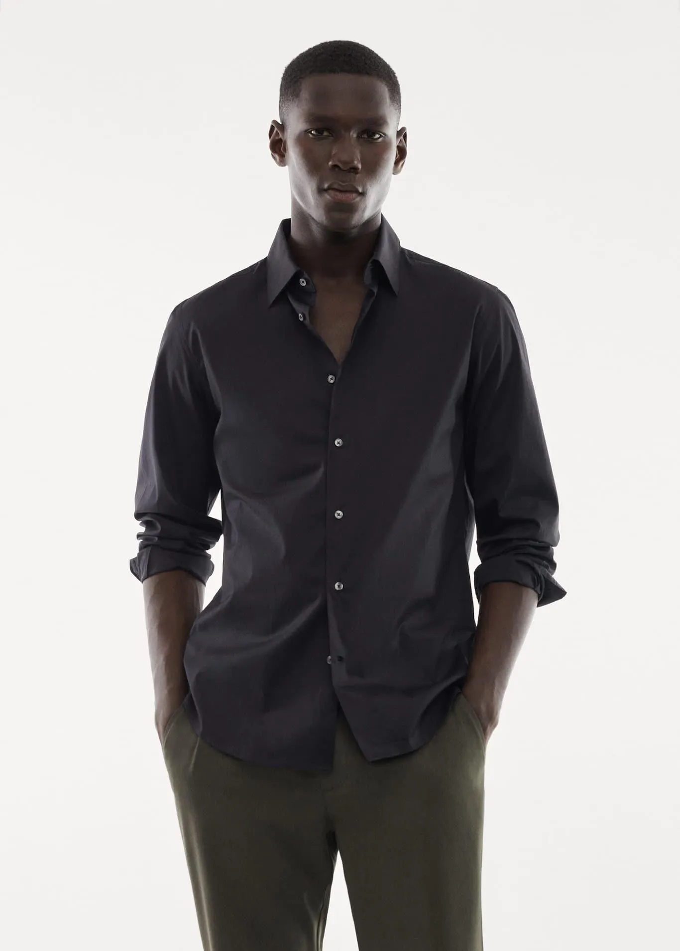 Stretch katoenen slim fit overhemd