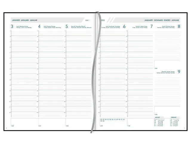 Aurora Plan A Week Agenda, 7 dagen per 2 pagina's, zwart