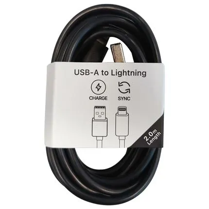Musthavz laadkabel USB-A> Lightning 2 meter Zwart