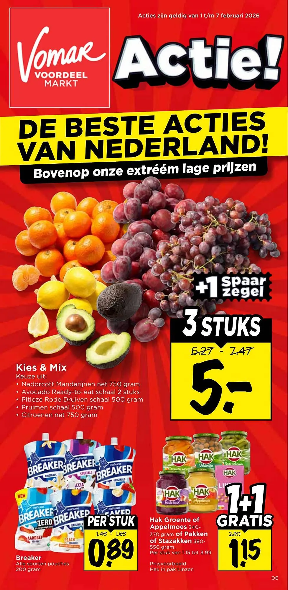 Vomar Voordeelmarkt folder van 1 februari tot 7 februari 2026 - Folder pagina 1