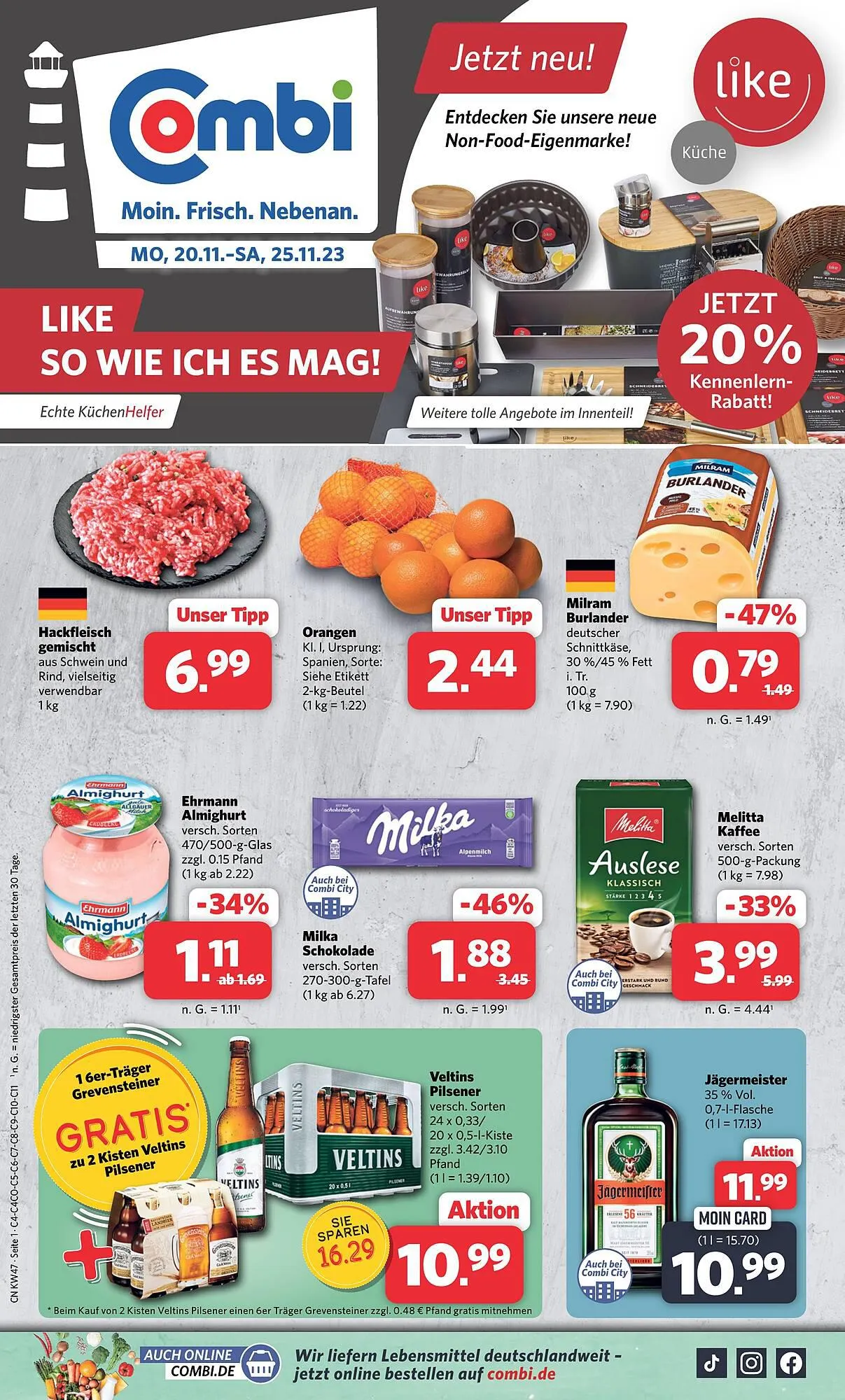 Combi Markt DE folder van 20 november tot 25 november 2023 - Folder pagina 1
