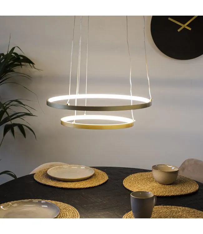 Ring hanglamp Elaine metaal goud 2 cirkels