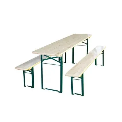 Ensemble de jardin - Bois et métal - Naturel - Pliable - 6 personnes - 180x50cm