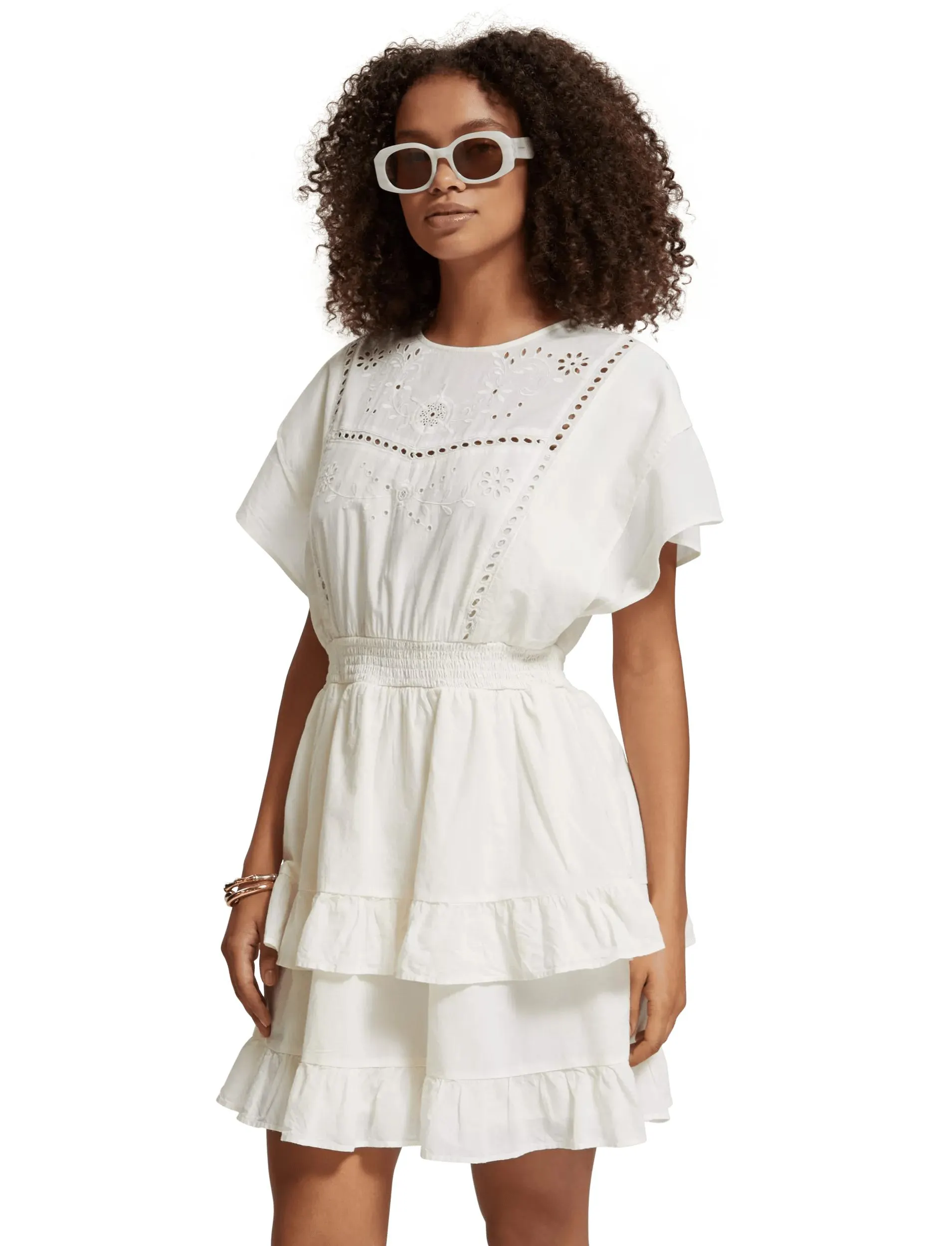 Broderie anglaise mini dress