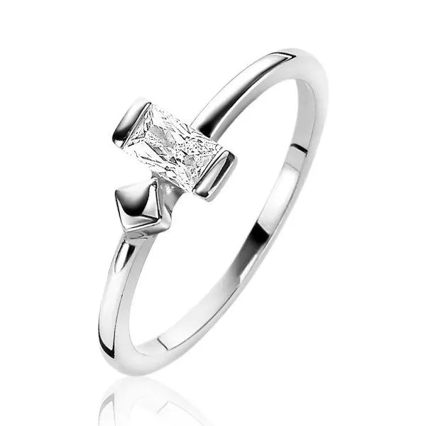 ZINZI zilveren ring driehoek en liggende baguette zirconia ZIR-BF11