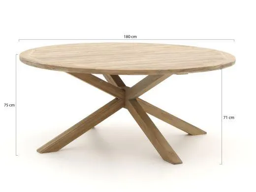 ROUGH Batang Rope/ROUGH-Y ø 180cm dining tuinset 7-delig stapelbaar