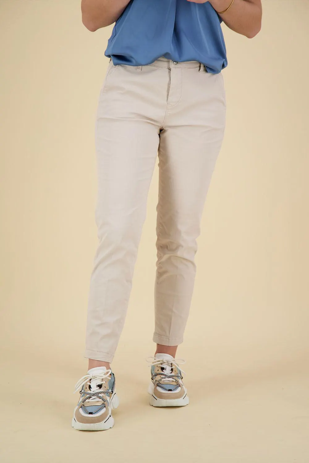 Chino Turn Up Gebroken Wit