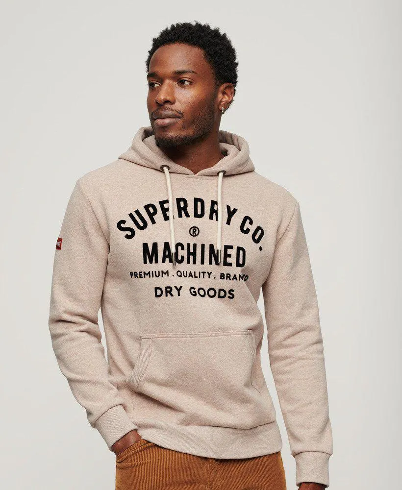 Workwear hoodie met flockprint