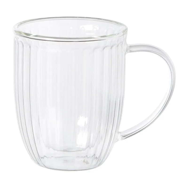 Theeglas dubbelwandig ribbel - 250 ml - glas