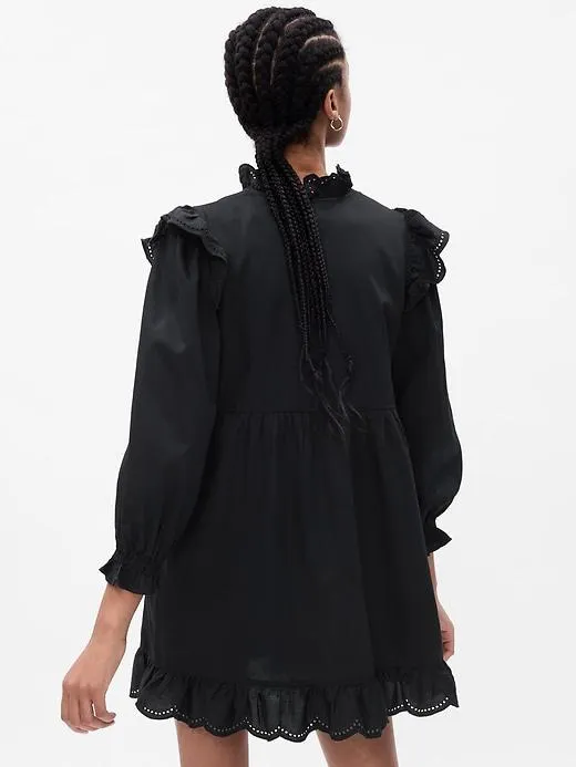 Eyelet Ruffle Mini Dress