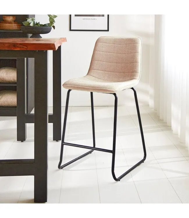 Barkruk Mark grof geweven stof beige