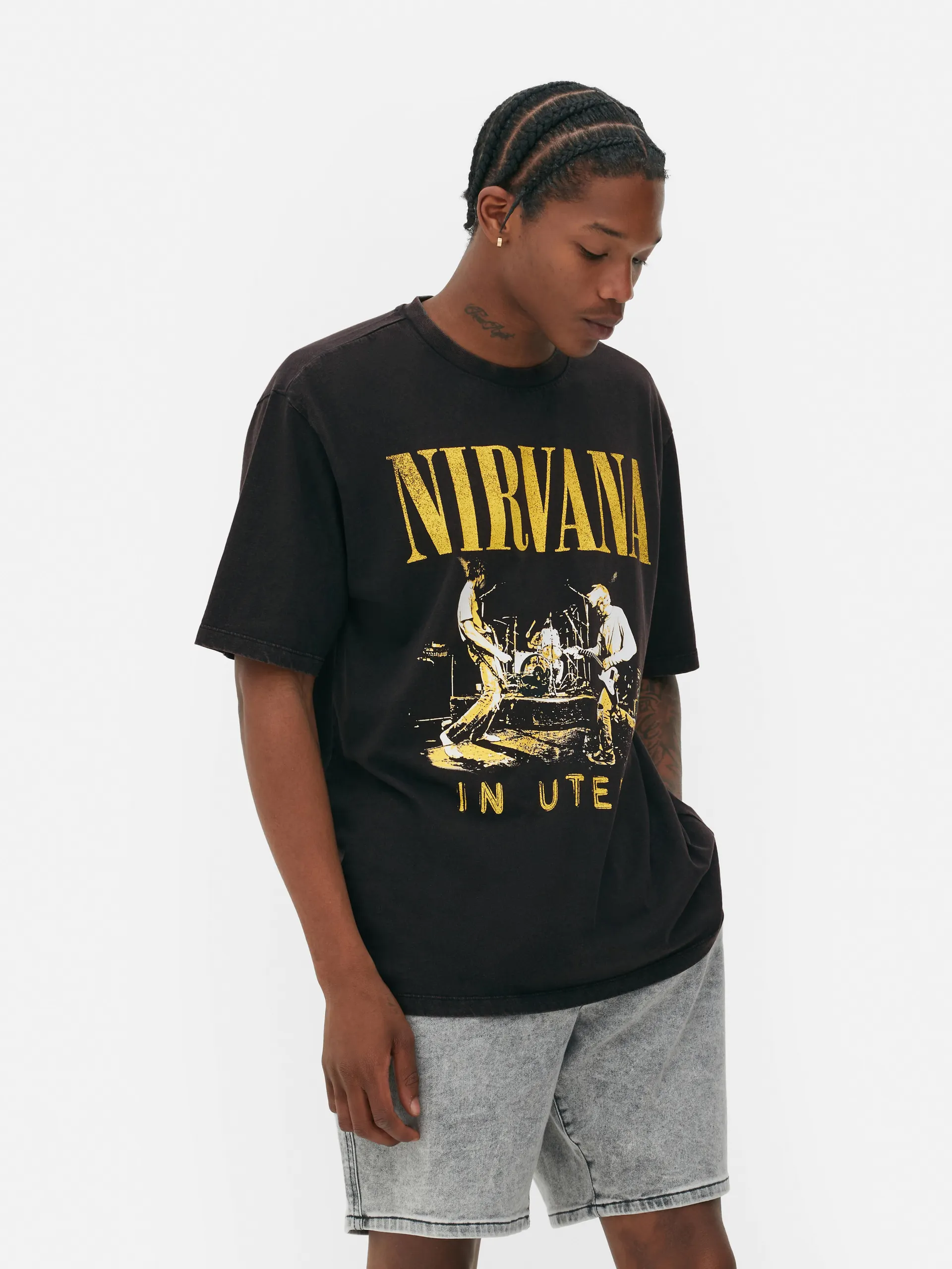 T-shirt met verwassen effect Nirvana