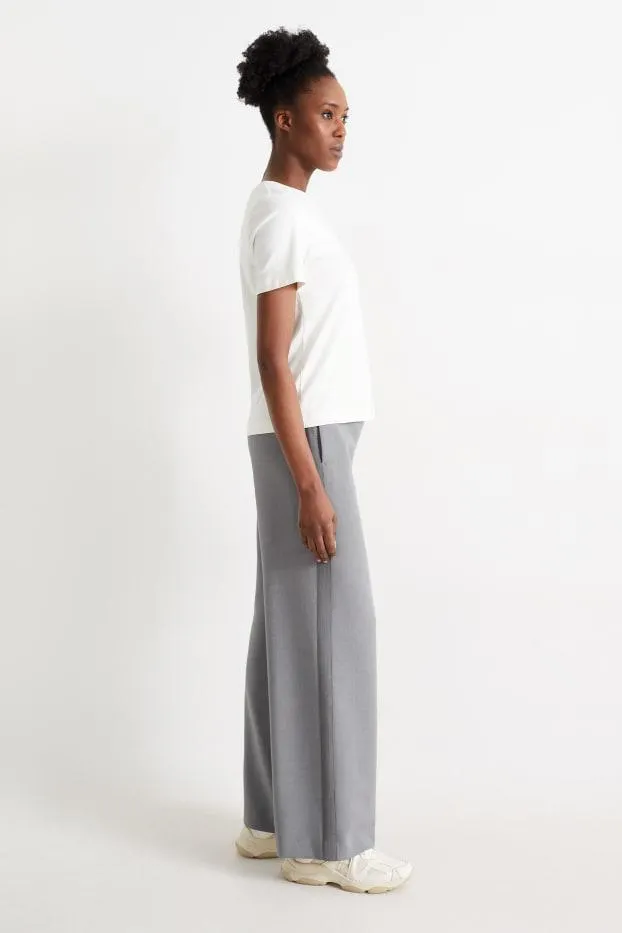 Plátěné kalhoty - high waist - wide leg