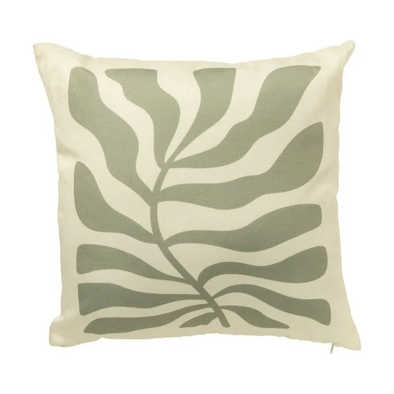 Kussen organisch blad - groen/beige - 45x45 cm