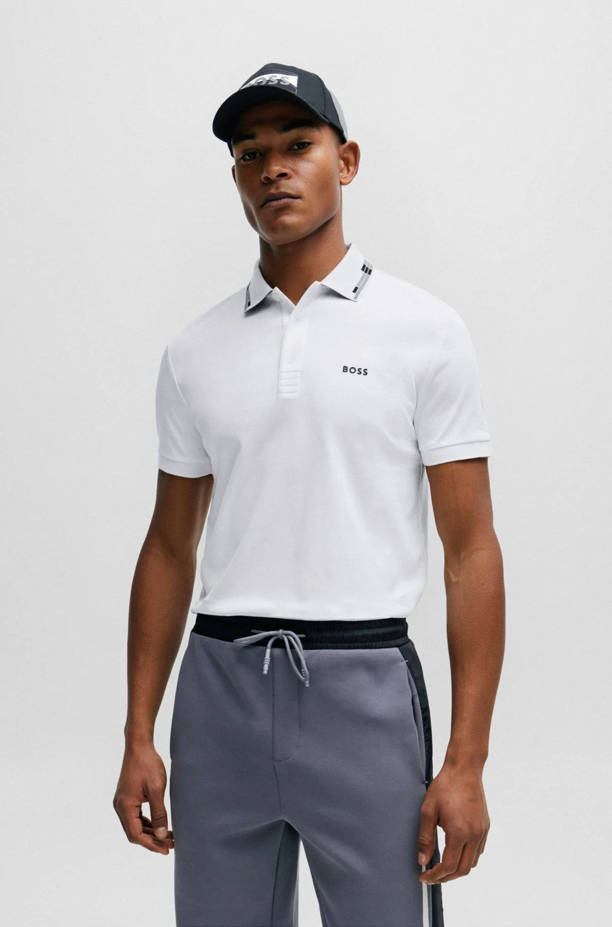 Interlock-cotton slim-fit polo shirt with collar graphics