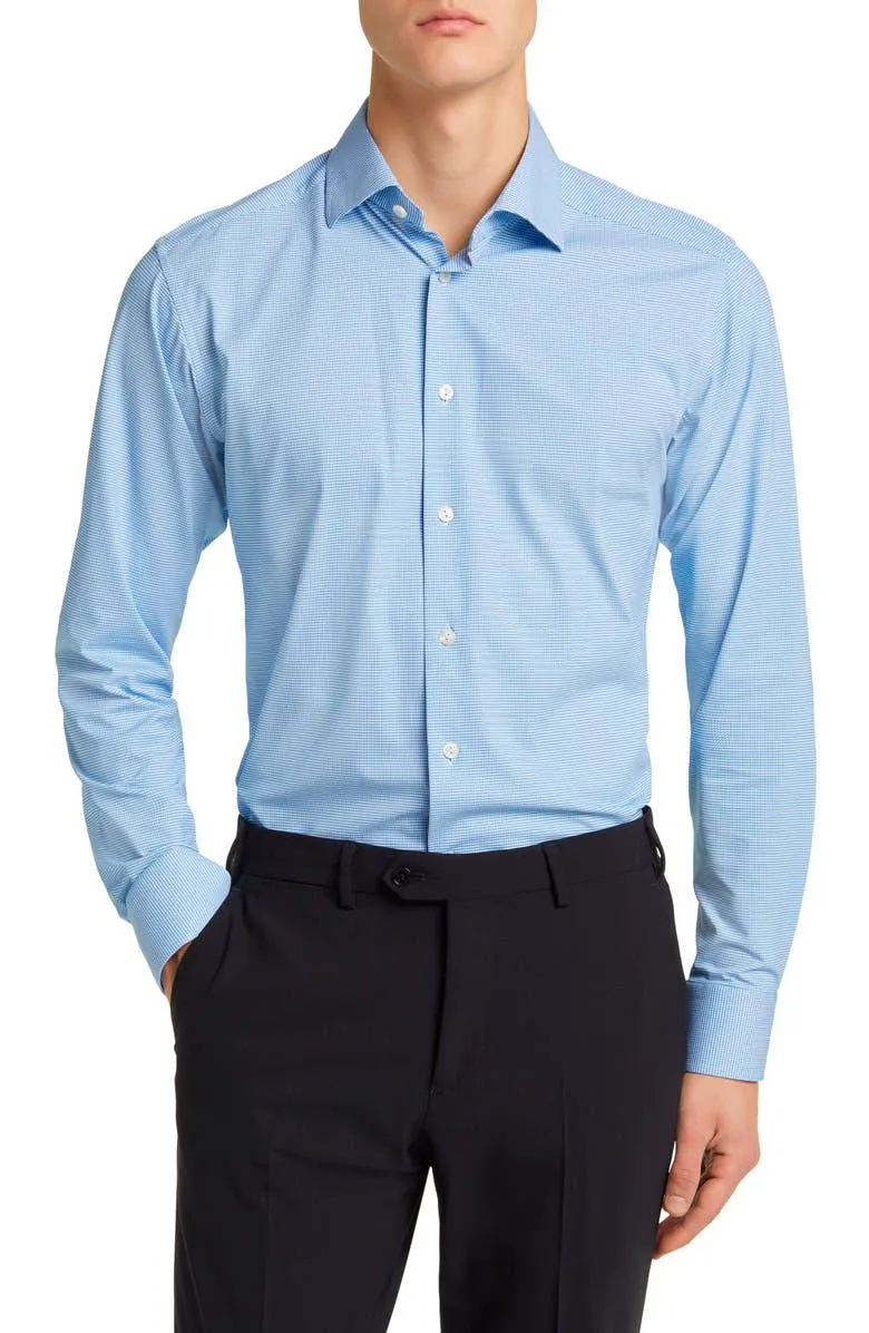 Slim Fit Geometric Stretch Dress Shirt