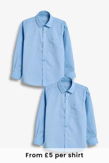 2 Pack Long Sleeve School Shirts (3-17yrs)