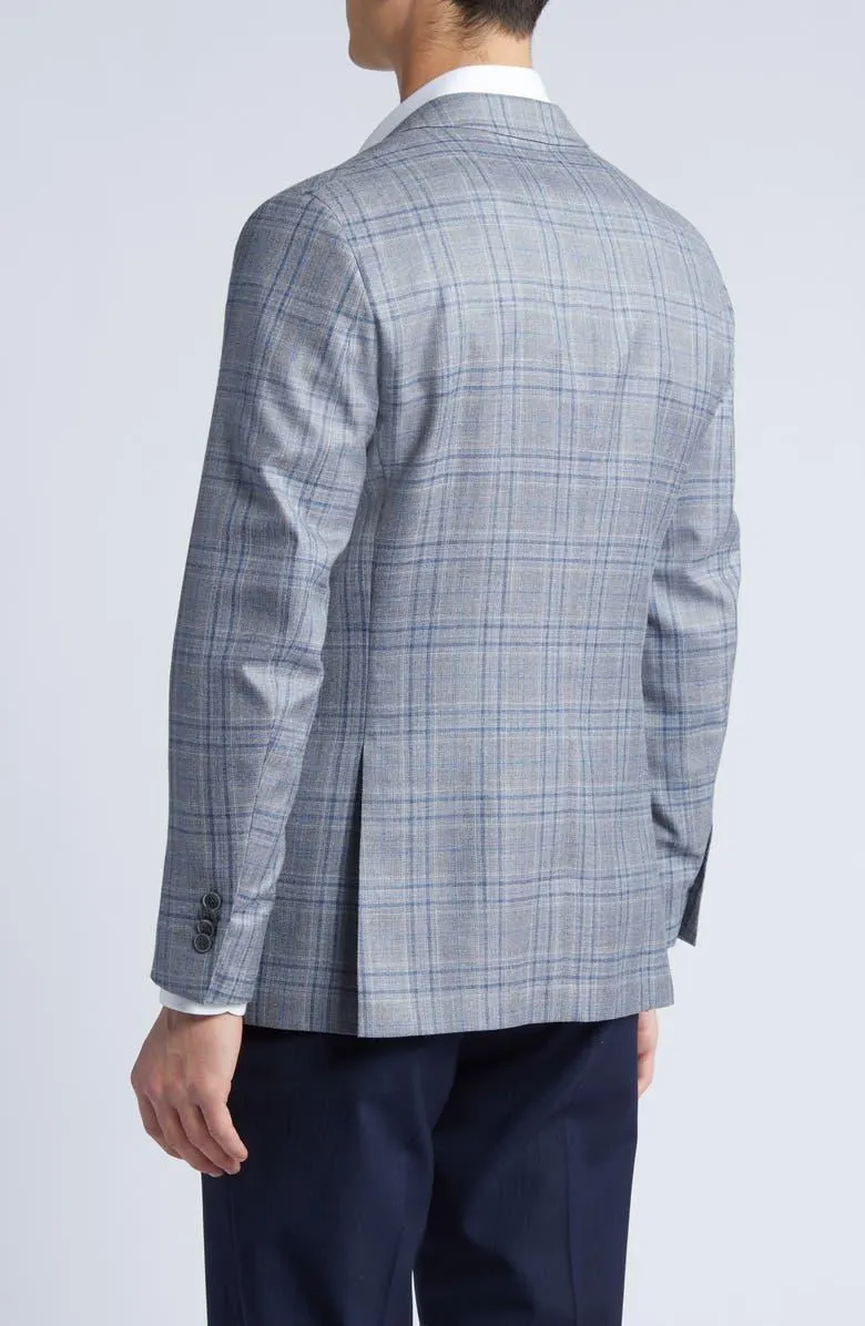 Tailored Fit Plaid Wool, Silk & Linen Blend Sport Coat