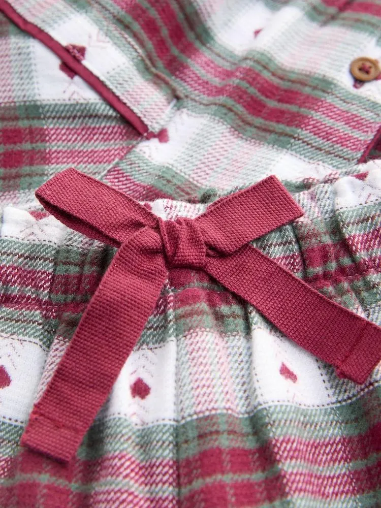 Red/Green Heart Print Woven Button Through Pyjamas (9mths-12yrs)