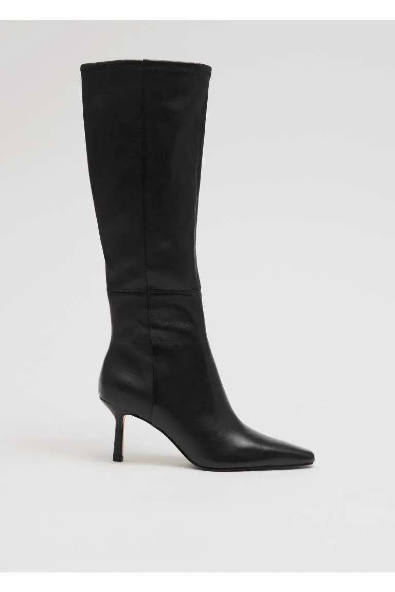 Knee High Leather Sock Boots